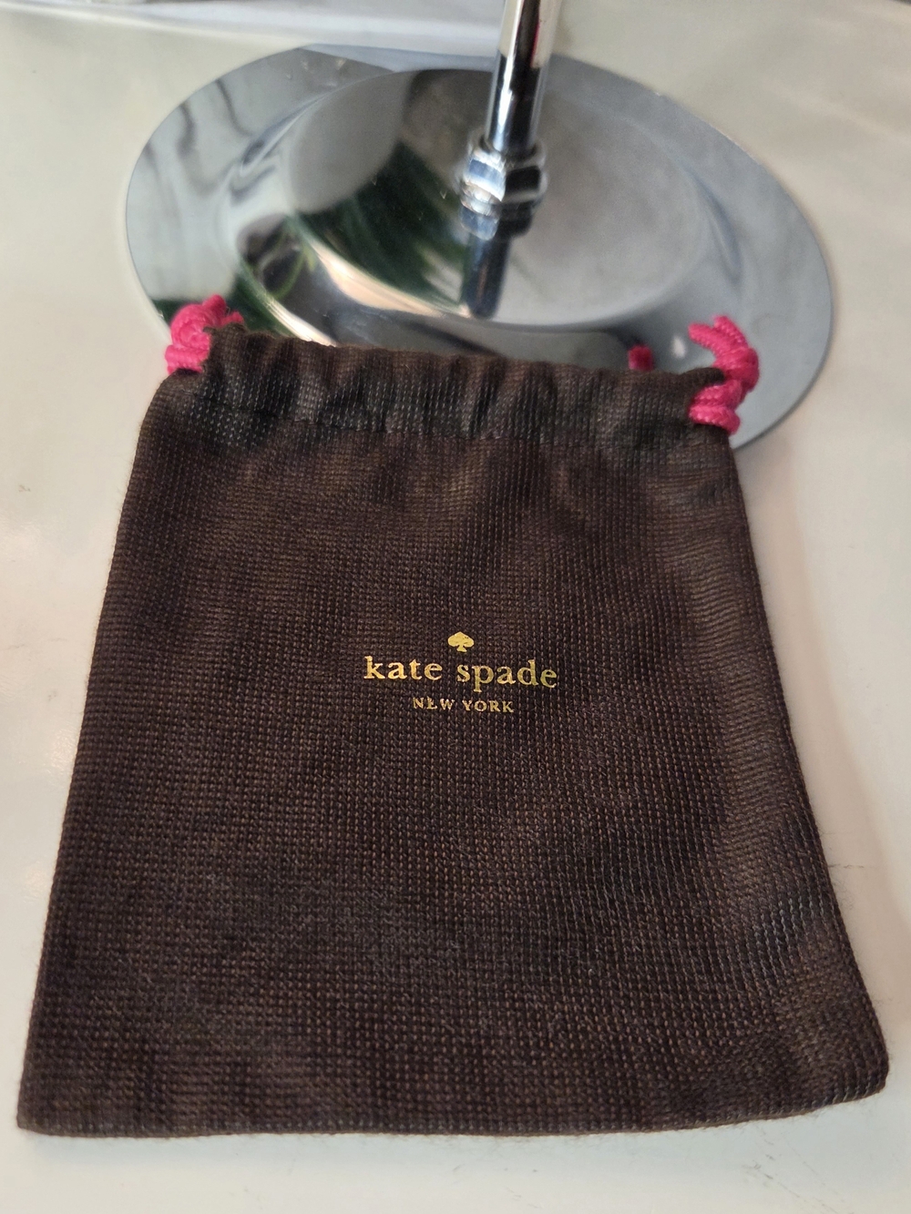 Kate Spade Brown Dustbag With Pink Drawstrings-Sm